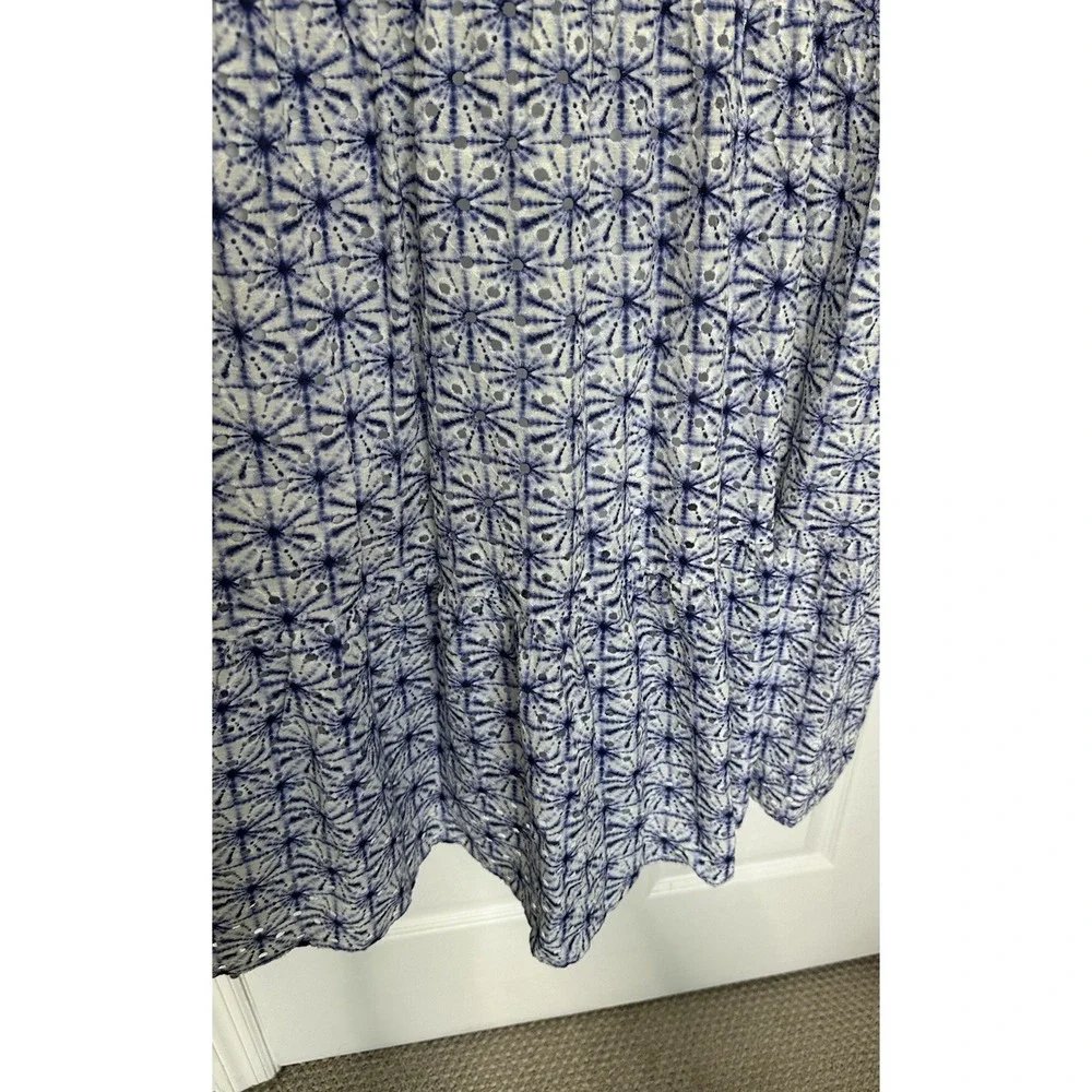 Soft Surroundings Kyoto Embroidered White Blue Eyelet‎ Tiered Maxi Dress Sz PXL - Picture 6 of 12